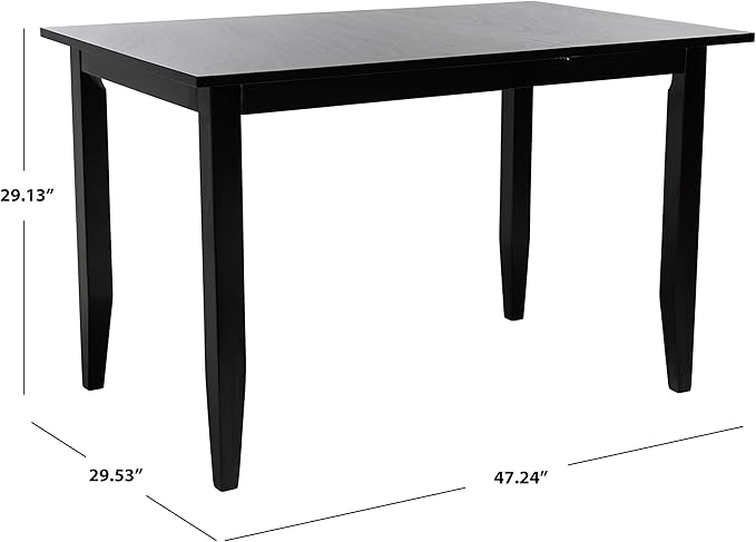 SAFAVIEH Home Collection Miliano Matte Black Drop End Leaf Dining Room Table DTB1404A