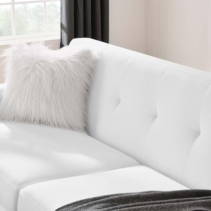Modway Engage Mid-Century Modern Upholstered Fabric Left-Arm Loveseat in White