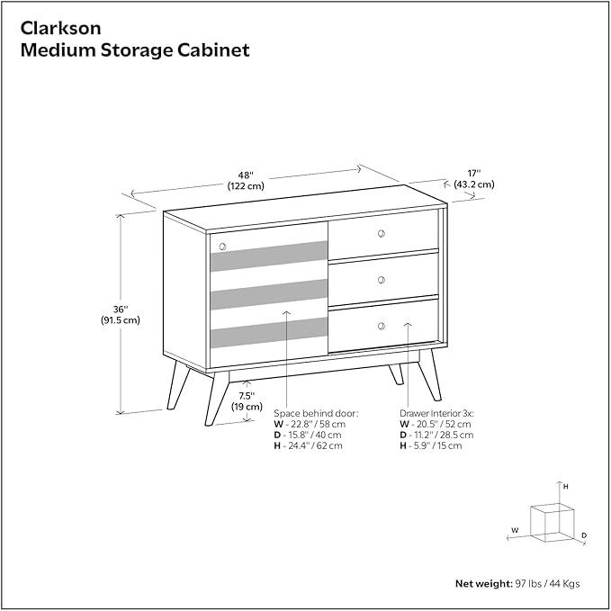 SIMPLIHOME Clarkson Storage Cabinet - 48 inch Wide Solid Acacia Wood Medium Cabinet in Rustic Natural Aged Brown, Contemporary Sideboard for Living Room with 3 Drawers and Adjustable Shelves