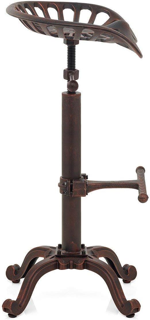 LOKKHAN Tractor Seat Bar Stool-Rustic Industrial Bar Stool-Farmhouse Cast Iron Swivel Stool-Counter Height Adjustable-Extra Tall Pub Height-24-31 inch (Coppery Brown)