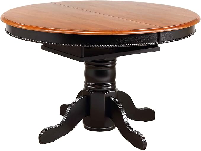Sunset Trading Pedestal Table with Cherry Finish Butterfly Top, Antique Black