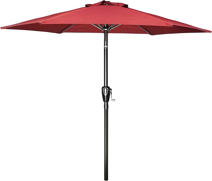 YSSOA 7.5' Patio Umbrella Outdoor Table Market Yard Umbrella with 6 Sturdy Ribs, Red