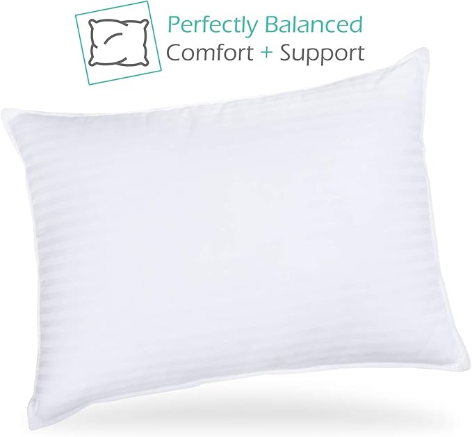 Nestl Bed Pillows for Sleeping - Down Alternative Sleep Pillows Queen Size Set of 2-100% Cotton Pillow with Polyester Fiber Filling - Soft and Fluffy Pillow 20 x28 Inches