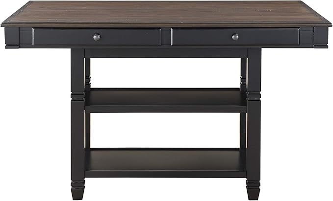 Homelegance 60" x 42" Two-Tone Counter Height Dining Table, Black/Natural