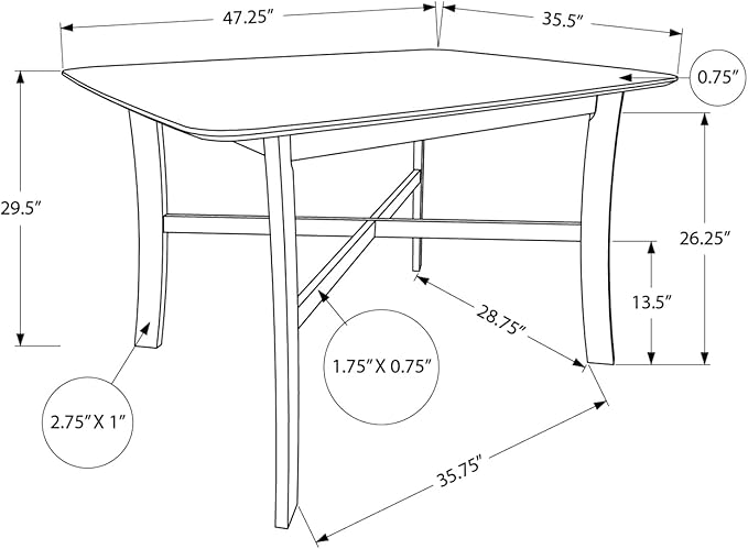 Monarch Specialties I 1323 Dining Table, 48" Rectangular, Small, Kitchen, Dining Room, White Veneer, Wood Legs, Transitional