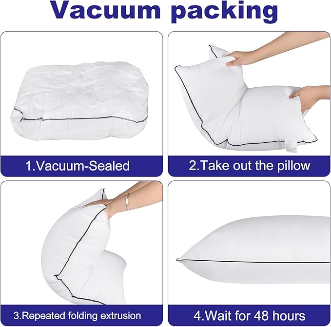 Opposy Pillows Queen Size Set of 4 - Queen Pillows 4 Pack Down Alternative Hotel Quality Bed Pillows for Sleeping Soft and Supportive Pillows for Side and Back Sleepers