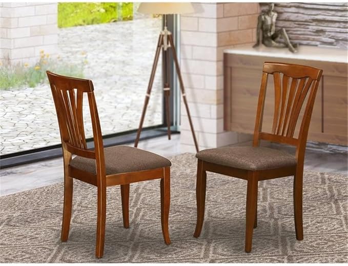 East West Furniture Avon 36" Linen Dining Chairs in Saddle Brown (Set of 2)