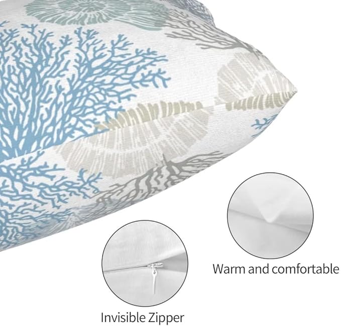 BETGINY Summer Coastal Throw Pillow Cover 12X20 Inch Pack of 2, Beach Seashell Starfish Themed Pillow Covers Square Cotton Ocean Pillow Cases Cushion for Bedroom Home Sofa Decoration
