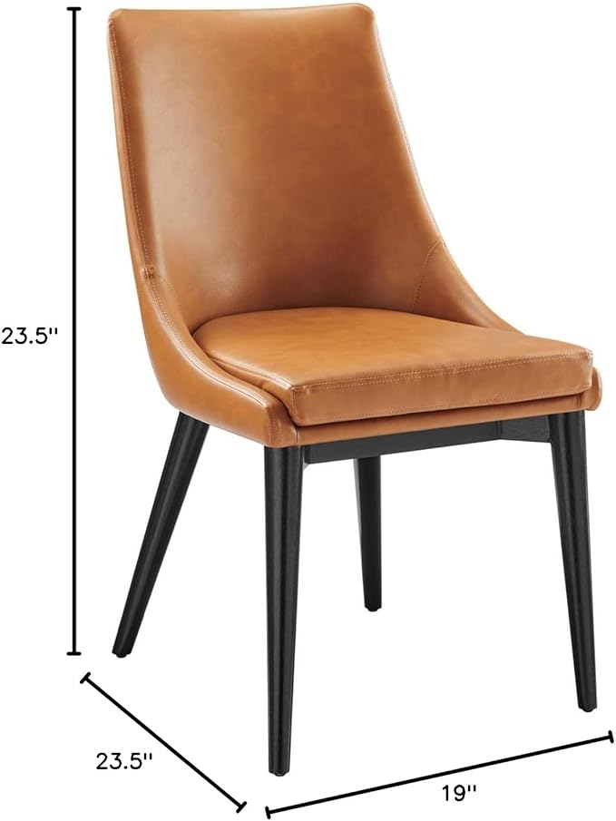 Modway Viscount Mid-Century Modern Faux Leather Upholstered, Dining Chair, Tan