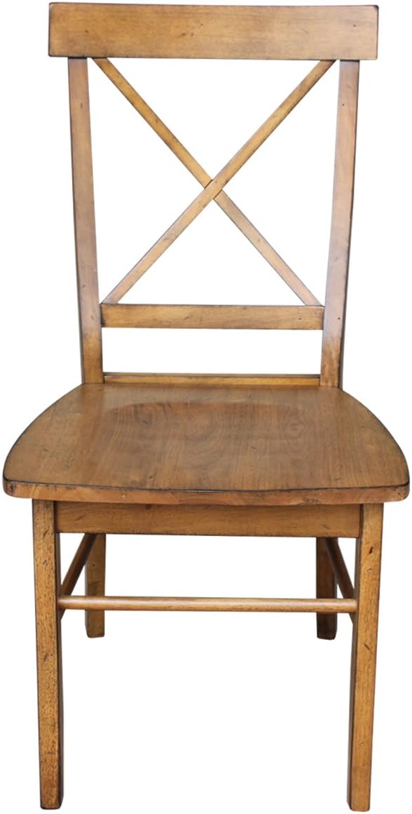 IC INTERNATIONAL CONCEPTS 36" Round Top Pedestal Ext Table with 12" Leaf and 4 X-Back Rta Chairs