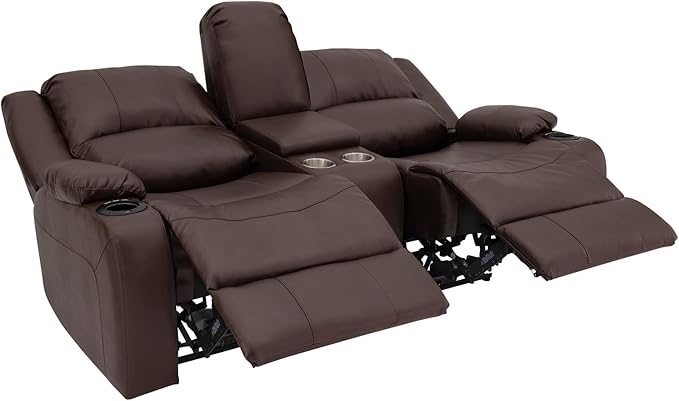 RecPro Charles 70" Powered Double RV Wall Hugger Recliner Sofa | Loveseat | RV Furniture with 2023 Updated Fabric (Mahogany)