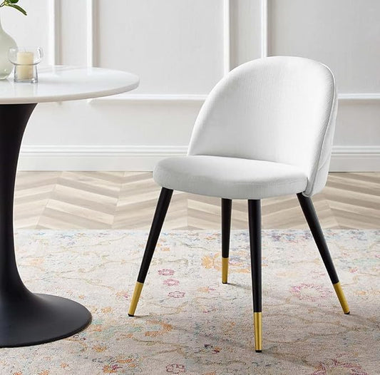 Modway Cordial Fabric Upholstered Dining Accent Chairs in White - Set of 2