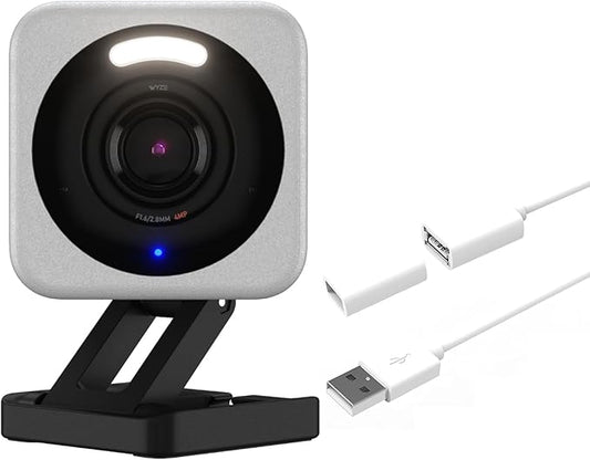 WyzeCam v4 with 20ft Extension Cable, 2.5K QHD IP65 Indoor/Outdoor Home Security Camera w Night Vision, Spotlight & Siren, 2-Way Audio, Baby/Pet Monitor, Works with Alexa & Google Assistant, Grey