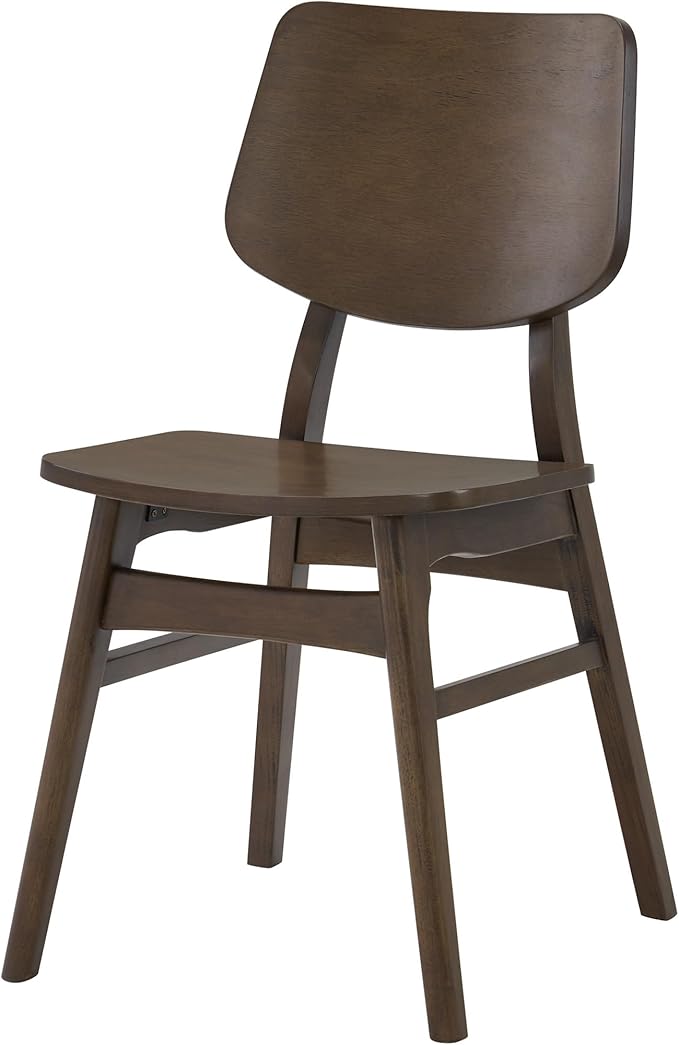 Alaterre Furniture Calais Dining – Mid Century Modern Set of 2 Dining Chairs – Solid Wood Chair Set with Minimalist Design for Dining Room or Kitchen (Walnut Finish)