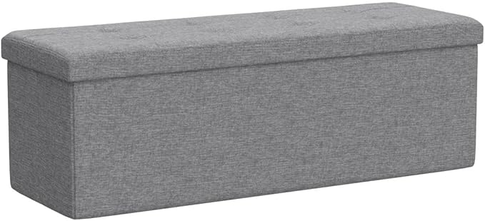 Giantex Storage Ottoman Bench, 43"L Folding Foot Rest Storage Chest with Side Pocket, Divider, Padded Seat Shoe Bench for Living Room Bedroom Hallway Entryway End of Bed (Light Gray)