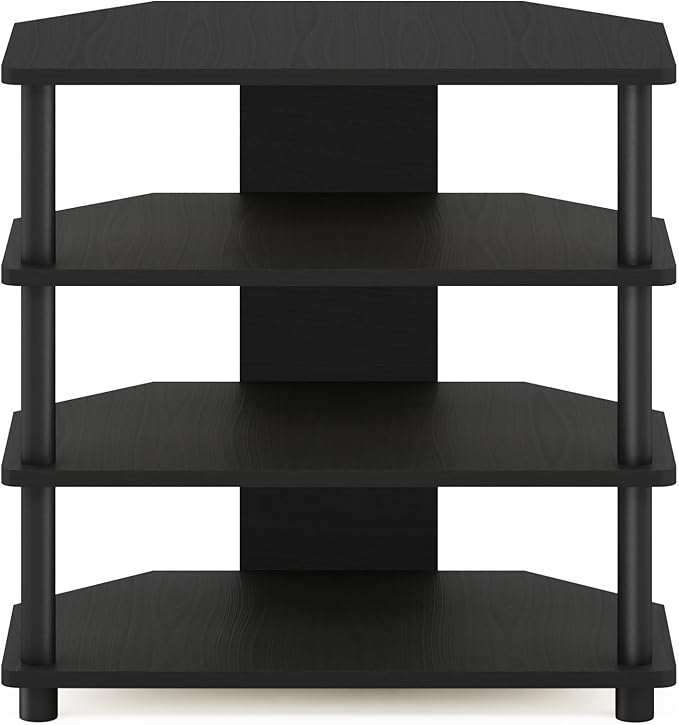 Furinno Turn-N-Tube Easy Assembly 4-Tier Petite Entertainment Center / TV Stand / TV Unit / TV Desk, Blackwood