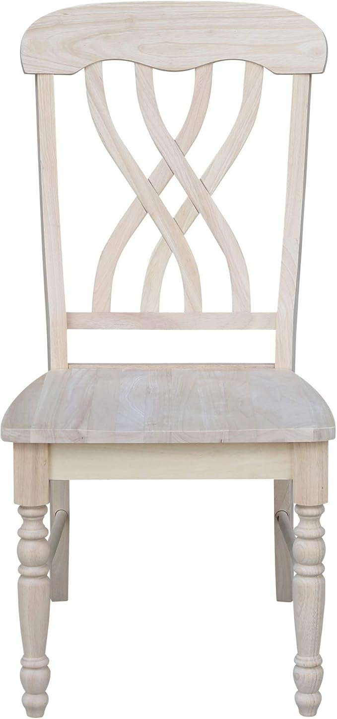IC International Concepts Latticeback Wooden Chairs, Set of 2, Perfect for Dining Room and Kitchen Furniture - Unfinished