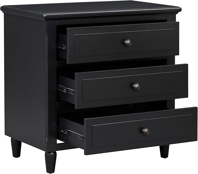 Nightstands with 3 Drawers for Bedroom, Modern Wood Bedside End Table