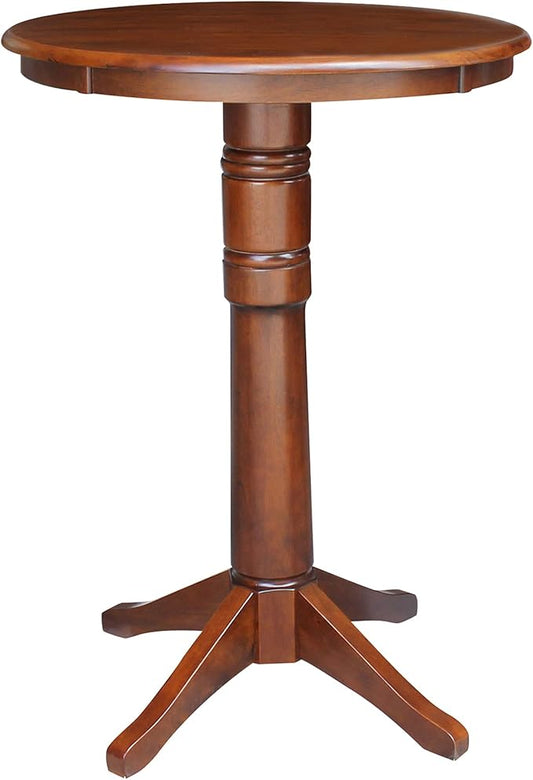 International Concepts 30" Round Wood Pedestal Bar Table in Espresso