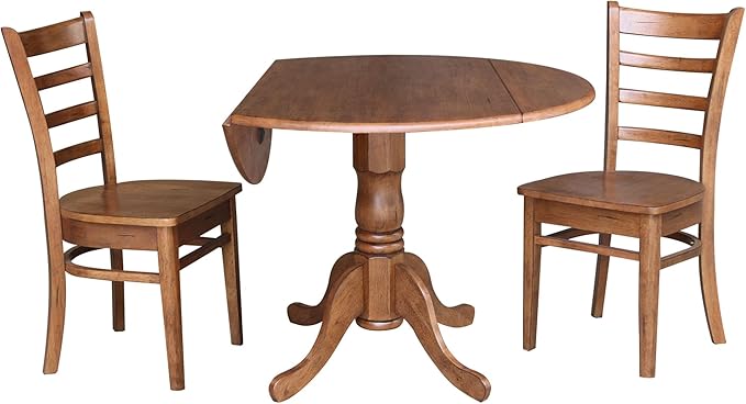 IC INTERNATIONAL CONCEPTS 42" Solid Wood Dual Drop Leaf Table with 2 Emily Side Chairs in an Oak Finish