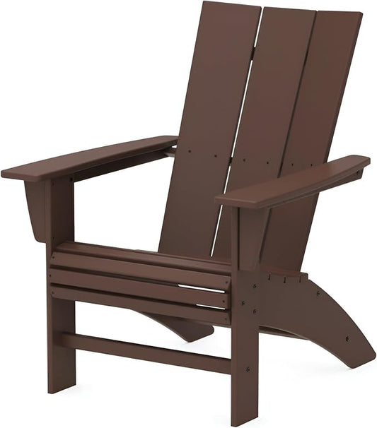 POLYWOOD Modern Adirondack Chair – All-Weather Outdoor Lawn Adirondack Chairs – HDPE, Fade-Resistant & Durable Outdoor Furniture – For Patio, Deck & Fire Pit Chairs – Mahogany Brown