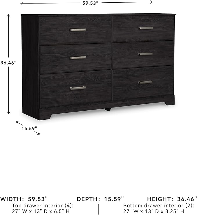 Signature Design by Ashley Belachime 6 Drawer Dresser, Black