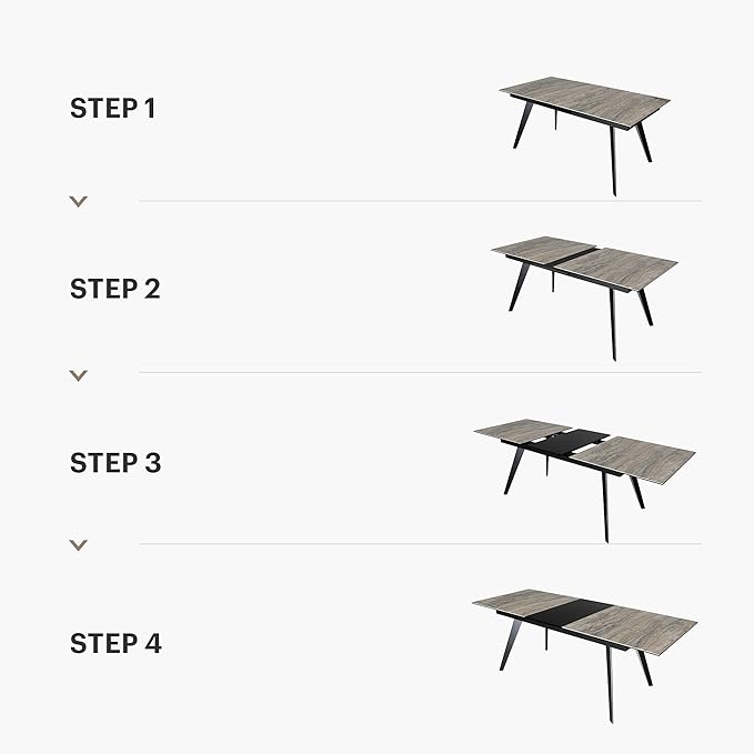 Acanva Expandable Dining Table for 6-8 Seat, Modern Rectangle Design with Extension Leaf for Kitchen Restaurant, Thicker Top and Carbon Steel Pedestal, 67’’(+18’’)x35.3’’x30’’, French Oak Grey/Black