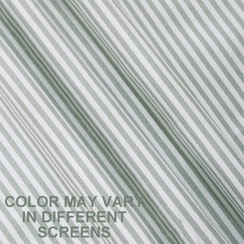 ARRIE Home Farmhouse Light Green Striped Throw Pillow Covers 18x18 Neutral Striped Outdoor Pillow Cover 18 x 18 Set of 2 for Patio Sofa Porch, Grey Green and White