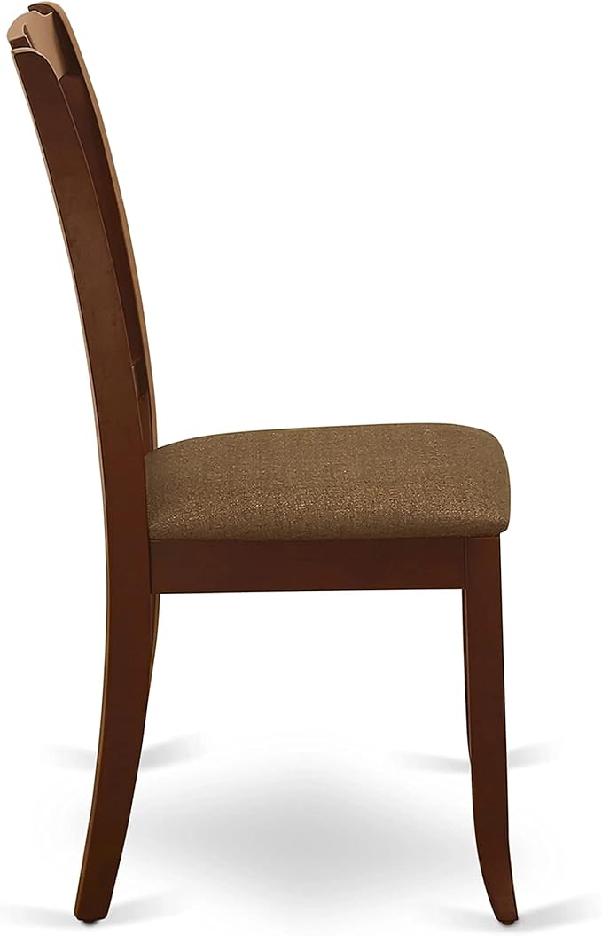 East West Furniture DAC-MAH-C Danbury Dining Room Chairs - Linen Fabric Upholstered Solid Wood Chairs, Set of 2, Mahogany