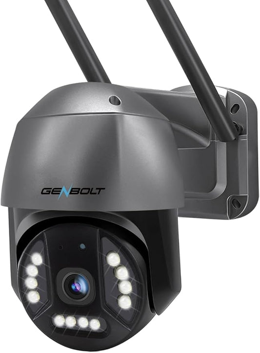 GENBOLT [DC&PoE] 4K WiFi Security Camera Outdoor, 8MP Floodlight Home Surveillance CCTV IP Camera with Color Night, Auto Cruise Tracking Human/Vehicle Detection Pan Tilt 4X Digital Zoom (2.4&5GHz)