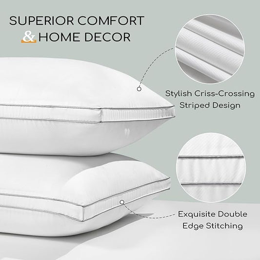 HARBOREST Down Alternative Standard Size Pillows Set of 2-20 x 26 Bed Pillows for Sleeping, Hotel Collection Pillows Good for Side and Back Sleeper