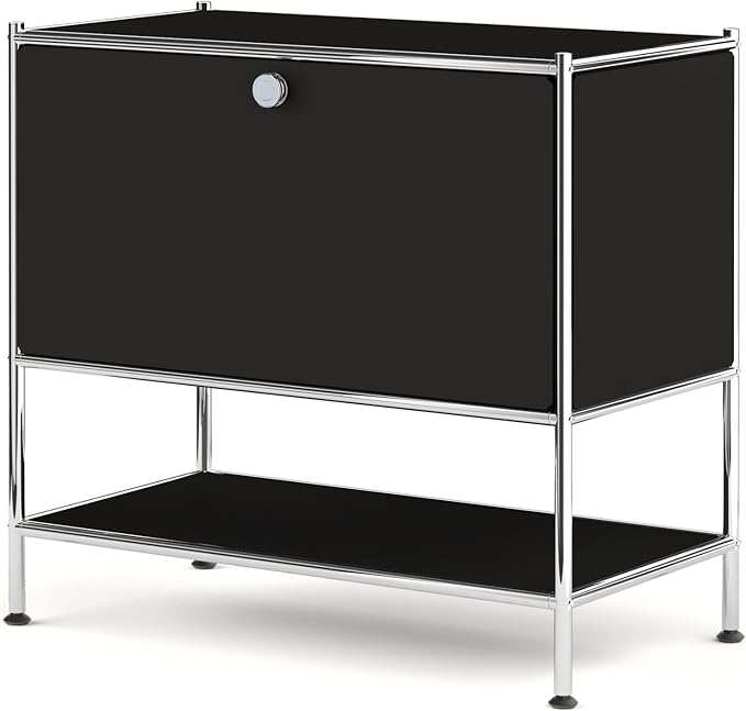 Metal Sidetable with Flap Door, 27.5" Height - DIY Modern Furnishing for Home, Office, Foyer, Bedroom - Night Stand, Book Shelf, Bookshelf, Cube Storage Organizer, Bedside Table (Black)