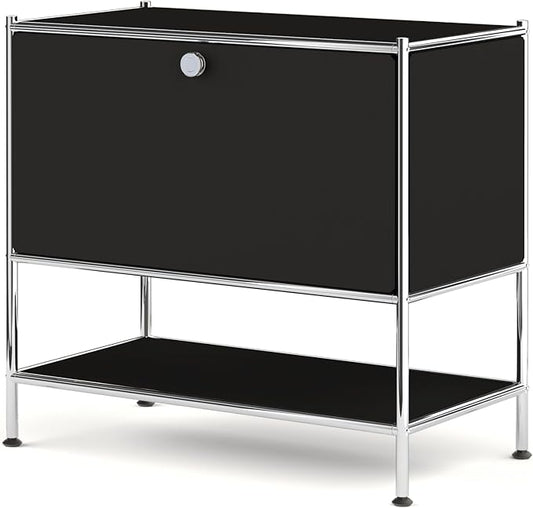 Metal Sidetable with Flap Door, 27.5" Height - DIY Modern Furnishing for Home, Office, Foyer, Bedroom - Night Stand, Book Shelf, Bookshelf, Cube Storage Organizer, Bedside Table (Black)