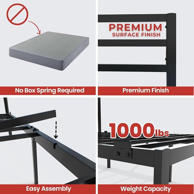 Golden Gate Beds Metal Platform Bed Frame with Antique Victorian Wrought Iron-Art Headboard and Footboard (Black, Full, Modern)