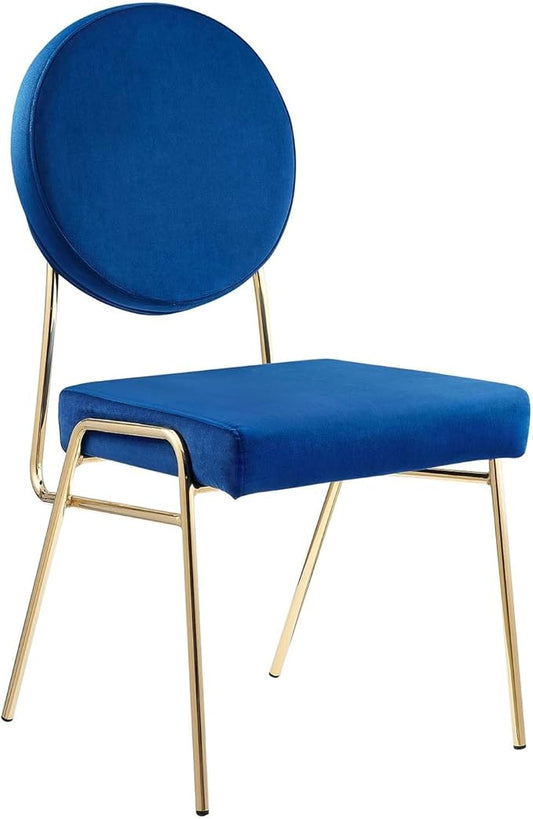 Modway Craft Performance Velvet Upholstered Side Dining Chair in Gold Navy