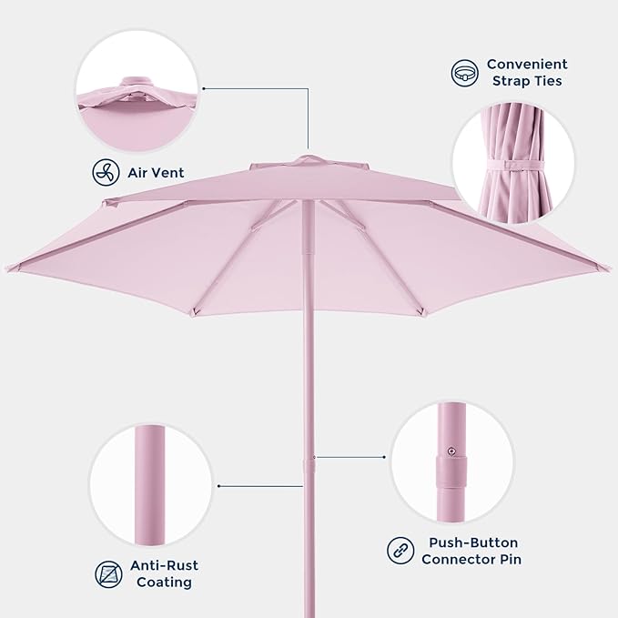 HOMSHADE Outdoor Patio Umbrella - Market Table Pool Deck Umbrella with Push Button Tilt, Crank, UPF50+ UV Protection and Sturdy Ribs, 3-Year Fade Resistance, 220GSM Solution-Dyed Fabric (No base)