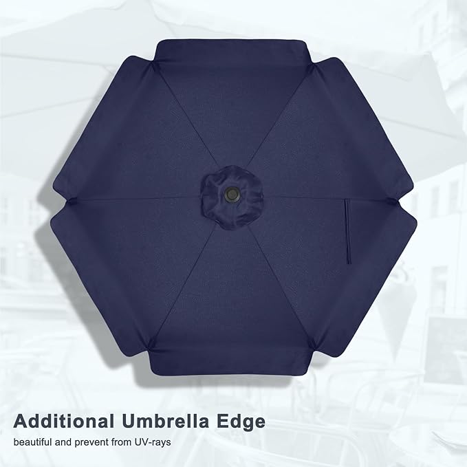 MASTERCANOPY 7.5ft Patio Umbrella with Valance, Crank and Tilt – 6 Ribs Outdoor Market Umbrella, UV/Fade Resistant, Waterproof Canopy with Wind Vent for Garden, Deck, Backyard, Pool (Navy Blue)