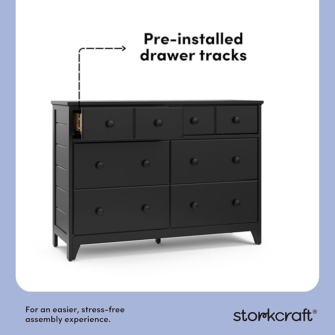Storkcraft Moss 6 Drawer Dresser (Black) – GREENGUARD Gold Certified Nursery Dresser, Safety-Focused Interlocking Drawer System, Chest of Drawers for Bedroom, Wood Craftsmanship