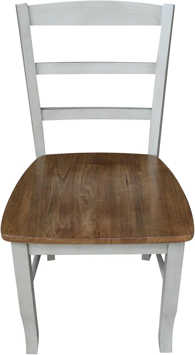 IC INTERNATIONAL CONCEPTS Set of 2 Solid Wood Madrid Ladderback Chairs in Distressed Hickory/Stone