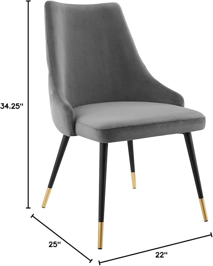 Modway EEI-3907-GRY Adorn Tufted Performance Velvet Dining Side Chair, Gray