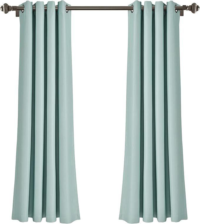 Lush Decor Insulated Grommet Blackout Window Curtain Panels, Pair, 52" W x 84" L, Blue - Classic Modern Design - Chic Window Decor - Long Curtains For Living Room, Bedroom, Or Dining Room