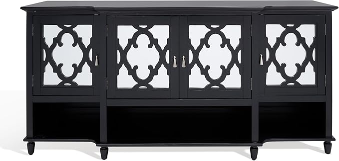 SAFAVIEH Couture Collection Juliette Black Mirrored 4-Door Storage Sideboard