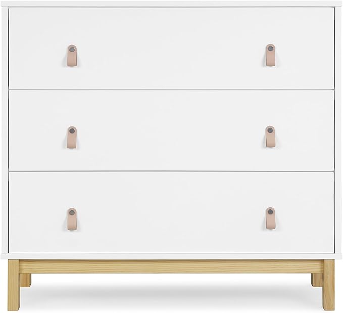 babyGap Legacy 3 Drawer Dresser with Leather Pulls and Interlocking Drawers by Delta Children, Bianca White/Natural