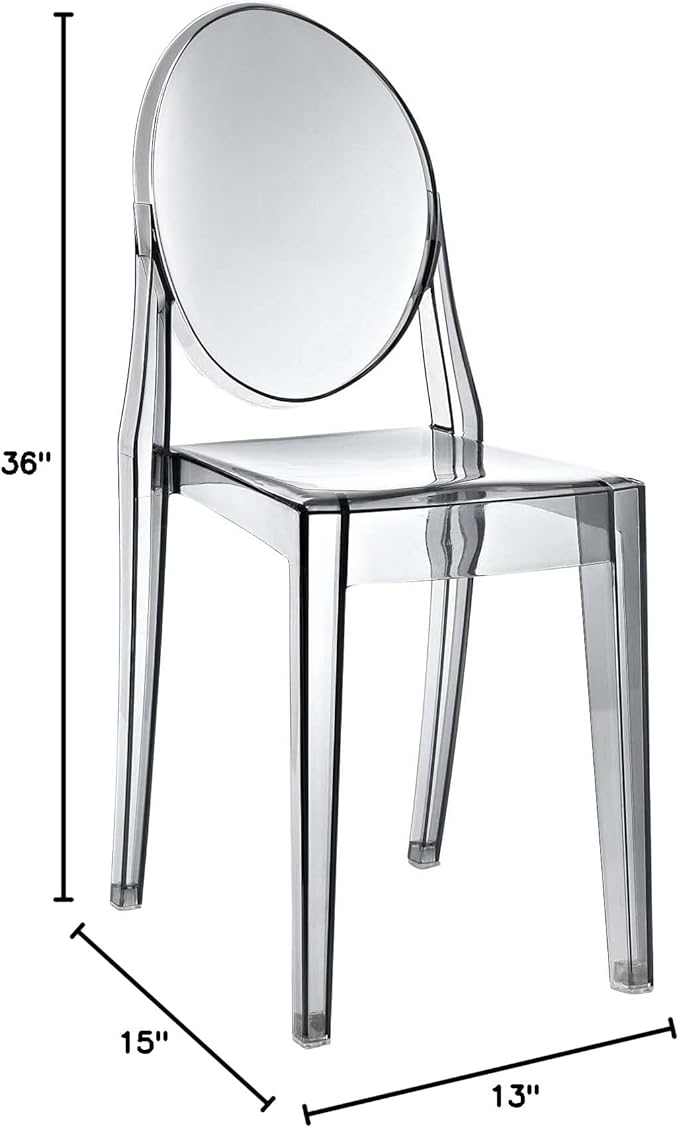 Modway Casper Modern Acrylic Stacking Two Dining Side Chairs in Smoke