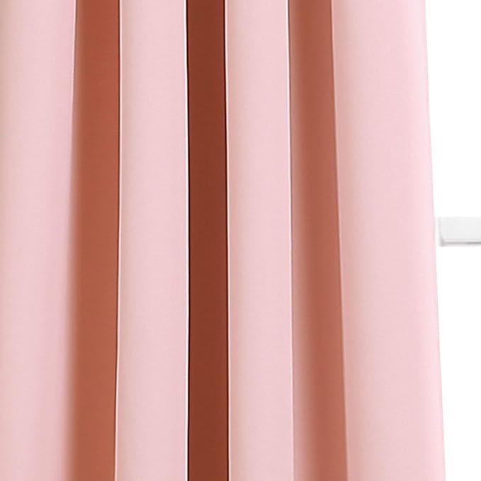 Lush Decor Insulated Grommet Blackout Window Curtain Panels, Pair, 52" W x 63" L, Pink - Classic Modern Design - Chic Window Decor - Curtains For Living Room, Bedroom, Or Dining Room