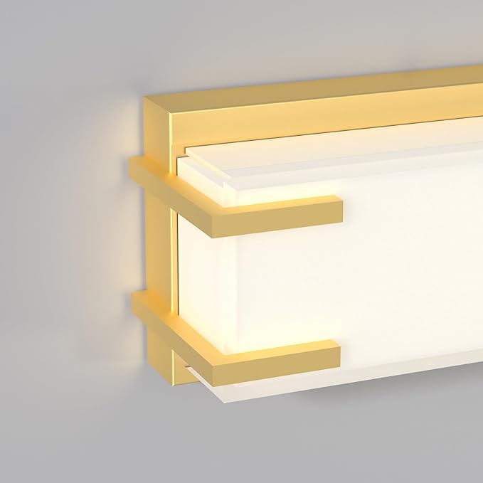 LED Bathroom Light Fixtures Over Mirror 24.4” Vanity Light with Milky White Lampshade 4000K Daylight Chrome Finishing Bath Bar (Gold)