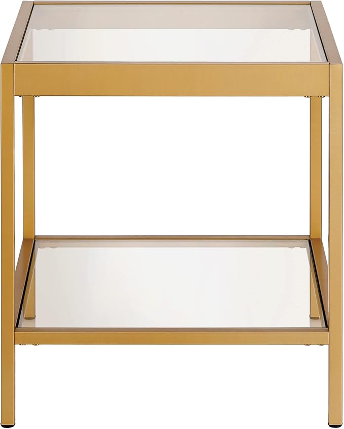 Henn&Hart 20" Wide Square Square Side Table in Brass, Table for Living Room, Bedroom