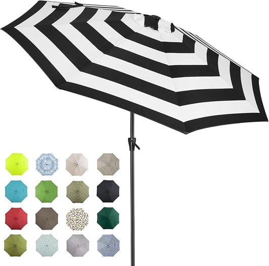 Tempera Patio Market Outdoor Table Umbrella with Auto Tilt and Crank, Large Sun Umbrella with Sturdy Pole & Fade Resistant Canopy, Easy to Set