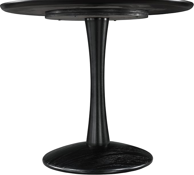 Meridian Furniture 914Black-T Holly Collection Mid-Century Modern Dining Table with Rich Black Finish, Solid Wood, Oak Veneer, 36" W x 36" D x 30" H, Black
