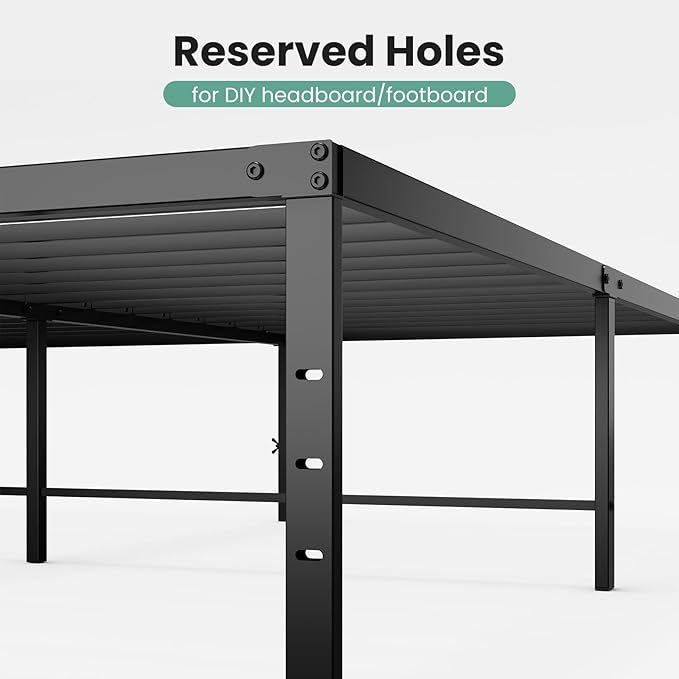 Sweetcrispy Twin XL Size 18 Inch Platform Bed Frame, Heavy Duty Metal Foundation Frame, Noise-Free Sturdy Steel Slats, Underbed Storage, No Box Spring Needed, Quick Setup